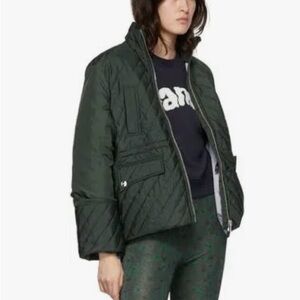 GANNI Quilt dark green jacket